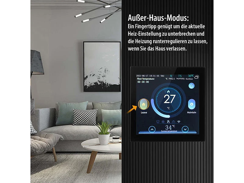 Revolt Funkthermostat:WLAN-Fußbodenheizung-Thermostat Mit Touchdisplay, Feinstaub-Anzeige 10 Revolt Funkthermostat:WLAN-Fußbodenheizung-Thermostat Mit Touchdisplay, Feinstaub-Anzeige – Bild 8