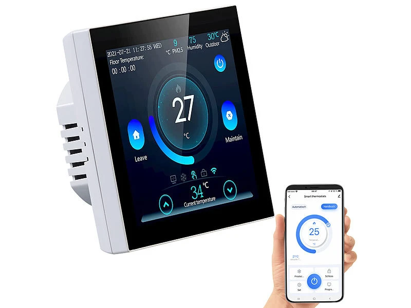 Revolt Thermostat Heizung WLAN:2er-Set WLAN-Thermostate Für Fußbodenheizungen, Touchdisplay 13 Revolt Thermostat Heizung WLAN:2er-Set WLAN-Thermostate Für Fußbodenheizungen, Touchdisplay – Bild 11
