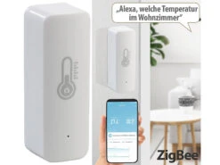 Luminea Home Control ZigBee Hygrometer:2er-Set ZigBee-Temperatur- & Luftfeuchtigkeits-Sensoren Mit App -Einrichtungsgeschäft zx7227 4