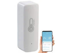 Luminea Home Control Temperatur Datenlogger:4er-Set ZigBee-Temperatur- & Luftfeuchtigkeits-Sensoren Mit App -Einrichtungsgeschäft zx7227 6
