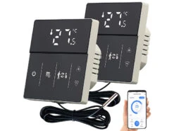 Revolt Alexa Thermostat:2er-Set WLAN-Fußbodenheizung-Thermostate Mit App, Schwarz -Einrichtungsgeschäft zx7281 5