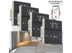 Revolt Heizung Thermostat WLAN:4er-Set WLAN-Fußbodenheizung-Thermostate Mit App, Schwarz -Einrichtungsgeschäft zx7282 4