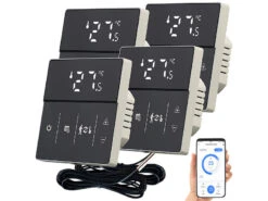 Revolt Heizung Thermostat WLAN:4er-Set WLAN-Fußbodenheizung-Thermostate Mit App, Schwarz -Einrichtungsgeschäft zx7282 7