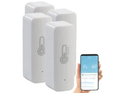 Luminea Home Control Temperatur Datenlogger:4er-Set ZigBee-Temperatur- & Luftfeuchtigkeits-Sensoren Mit App -Einrichtungsgeschäft zx7312 13