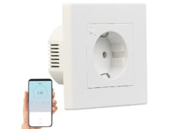 Luminea Home Control Alexa Smart Steckdose:10er-Set WLAN-Unterputz-Steckdosen Mit Verbrauch-Messung, App, 3.680 W -Einrichtungsgeschäft zx7315 13 1