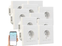 Luminea Home Control Alexa Smart Steckdose:10er-Set WLAN-Unterputz-Steckdosen Mit Verbrauch-Messung, App, 3.680 W -Einrichtungsgeschäft zx7318 1
