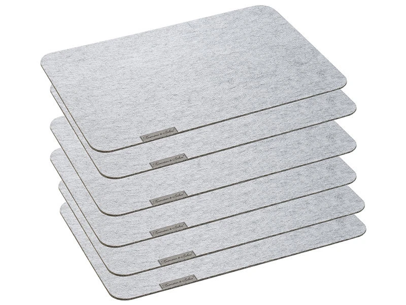 Rosenstein & Söhne Untersetzer Für Teller:12er-Filz-Set: 6 Matten Mit 45x30cm & 6 Untersetzer M. 10cm, Hellgrau 7 Rosenstein & Söhne Untersetzer Für Teller:12er-Filz-Set: 6 Matten Mit 45x30cm & 6 Untersetzer M. 10cm, Hellgrau – Bild 5