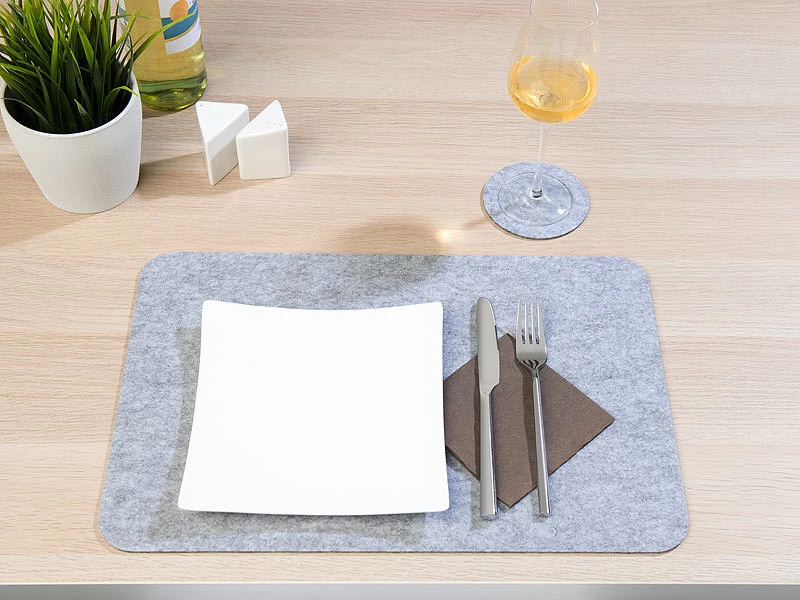 Rosenstein & Söhne Untersetzer Für Teller:12er-Filz-Set: 6 Matten Mit 45x30cm & 6 Untersetzer M. 10cm, Hellgrau 5 Rosenstein & Söhne Untersetzer Für Teller:12er-Filz-Set: 6 Matten Mit 45x30cm & 6 Untersetzer M. 10cm, Hellgrau – Bild 3