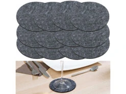 Rosenstein & Söhne Flaschen Untersetzer:12er-Set Abwaschbare Univeral-Filz-Untersetzer, Dunkelgrau, Ø 10 Cm