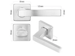 AGT Türbeschläge Badezimmer:2er-Set Edelstahl-Türbeschlag Bad & WC, 2 Klinken & Rosetten, Eckig -Einrichtungsgeschäft zx8081 7 1