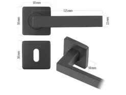 AGT Türklinken Edelstahl:3er-Set Edelstahl-Türbeschläge, Je 2 Klinken & Rosetten, Eckig Schwarz -Einrichtungsgeschäft zx8082 6