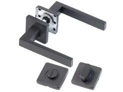 AGT Moderner Türbeschlag:4er-Set Edelstahl-Türbeschläge, 1x Für Bad/WC, 3x Für Zimmertüren -Einrichtungsgeschäft zx8084 2 1