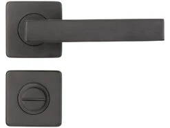 AGT Toiletten-Türklinken:2er-Set Edelstahl-Türbeschlag Bad & WC, 2 Klinken & Rosetten, Schwarz -Einrichtungsgeschäft zx8084 3