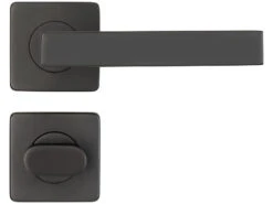 AGT Toiletten-Türklinken:2er-Set Edelstahl-Türbeschlag Bad & WC, 2 Klinken & Rosetten, Schwarz -Einrichtungsgeschäft zx8084 4