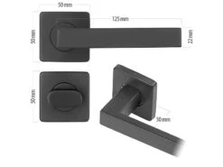 AGT Toiletten-Türklinken:2er-Set Edelstahl-Türbeschlag Bad & WC, 2 Klinken & Rosetten, Schwarz -Einrichtungsgeschäft zx8084 7