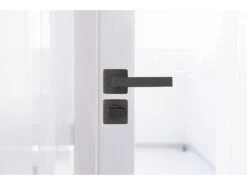 AGT Toiletten-Türklinken:2er-Set Edelstahl-Türbeschlag Bad & WC, 2 Klinken & Rosetten, Schwarz -Einrichtungsgeschäft zx8084 8