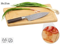 Rosenstein & Söhne Brett:Bambus-Schneidebrett Mit Saftrille, 38 X 25 Cm, Antibakteriell