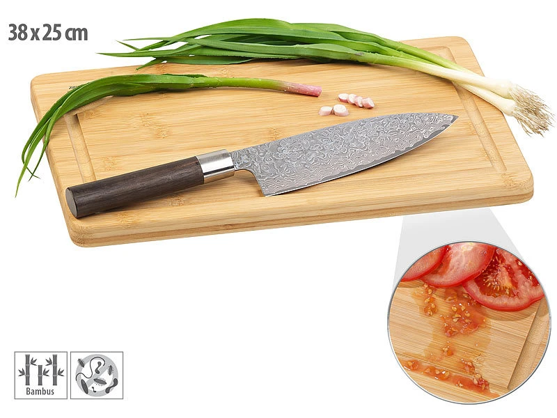 Rosenstein & Söhne Brett:Bambus-Schneidebrett Mit Saftrille, 38 X 25 Cm, Antibakteriell 3 Rosenstein & Söhne Brett:Bambus-Schneidebrett Mit Saftrille, 38 X 25 Cm, Antibakteriell