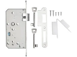 AGT Türschloss Bad:3er-Set Buntbart-Einsteckschlösser Für Zimmertüren, Falle, DIN Links -Einrichtungsgeschäft zx8179 2 1