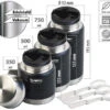 Semptec Thermobecher To-Go:3er-Set Doppelwand-Edelstahl-Thermobecher Mit Löffel, 350/500/750 Ml