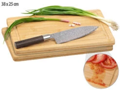 Rosenstein & Söhne Schneidbretter:2er-Set Bambus-Schneidebretter Mit Saftrille, 38 X 25 Cm
