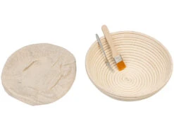 Rosenstein & Söhne Brot Backen Zubehör:2er-Set Gärkörbe, Ø 25 & 30 Cm, Abdecktücher, Gabel, Reinigungspinsel -Einrichtungsgeschäft zx8332 1