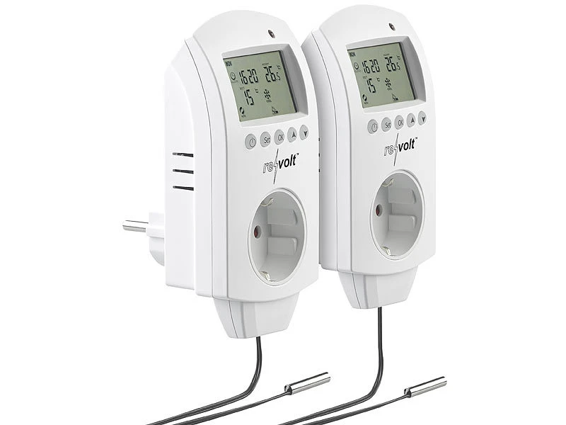 Revolt Thermoschalter:2er-Set Digitale Steckdosen-Thermostate Für Klimageräte, Sensor, 3680W 3 Revolt Thermoschalter:2er-Set Digitale Steckdosen-Thermostate Für Klimageräte, Sensor, 3680W
